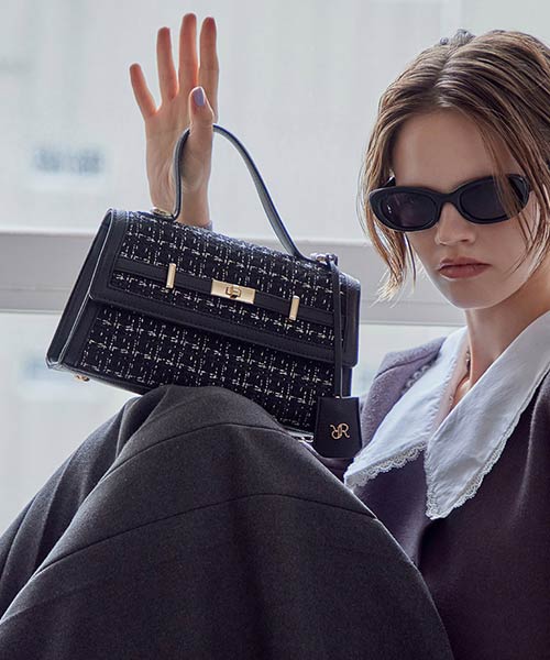 2WAY ベルトデザインツイードハンドルバッグ