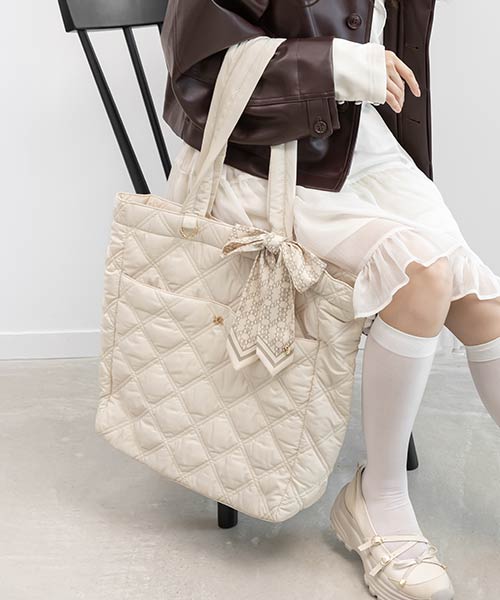 【A4対応】2WAY リボンキルティングトートバッグ