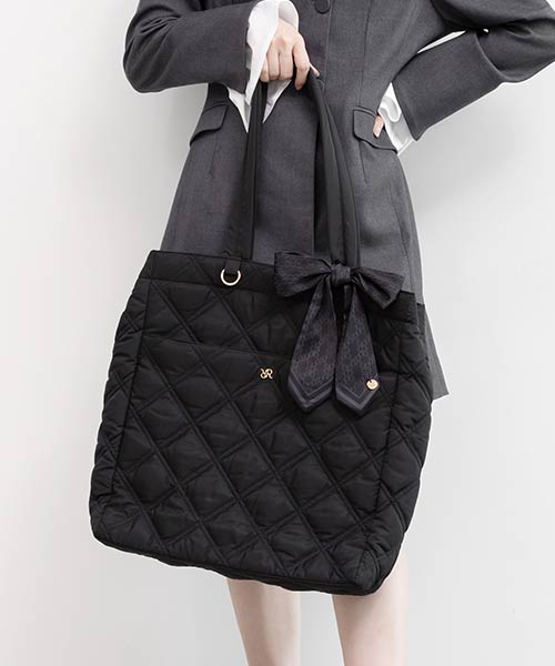 【A4対応】2WAY リボンキルティングトートバッグ