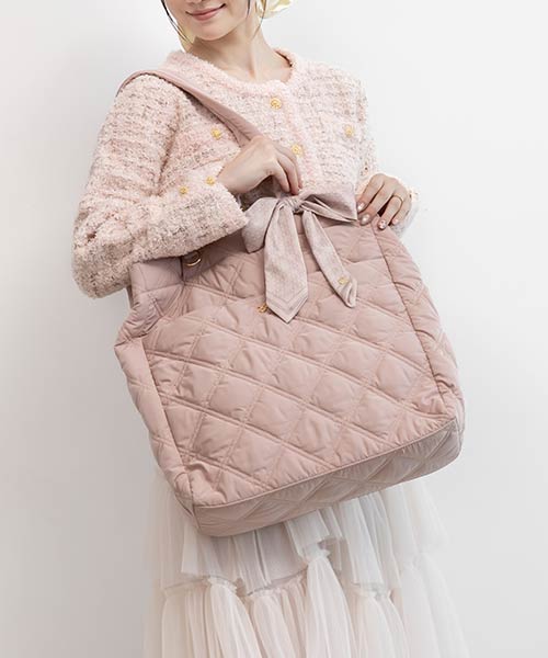 【A4対応】2WAY リボンキルティングトートバッグ