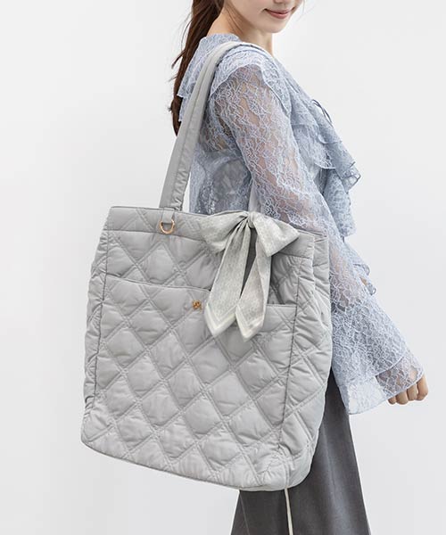 【A4対応】2WAY リボンキルティングトートバッグ