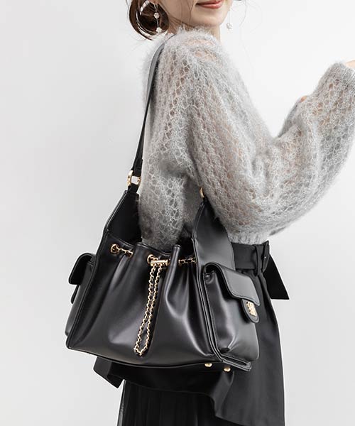 巾着デザインショルダーバッグ