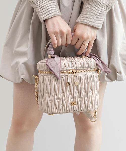 2WAY モノグラムスカーフ立体キルティングバニティバッグ