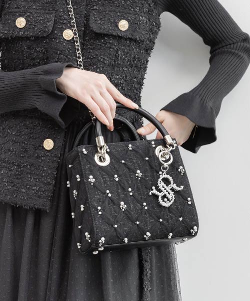 【LUXURY ITEM】2WAY ビジューデザインハンドバッグ