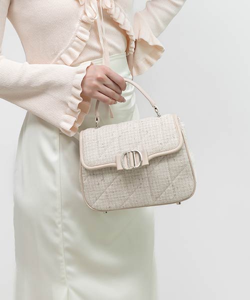 2WAY ビジューパーツキルティングハンドバッグ