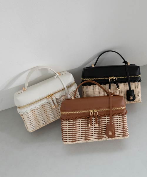 2WAY ラタンデザインショルダーバッグ