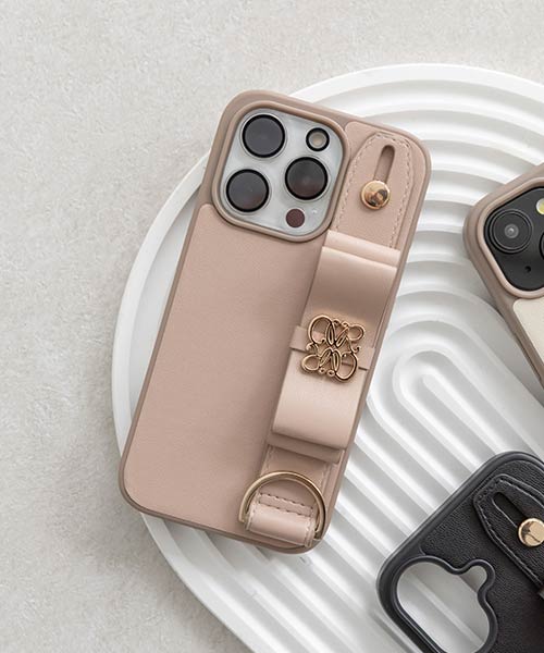 モノグラムリボンデザインスマートフォンケース
