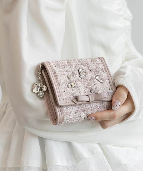【BAG DAY SPECIAL】ビジュー三つ折りウォレット