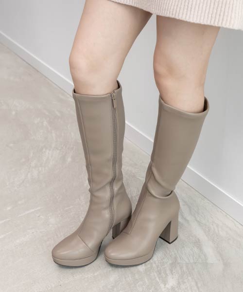 晴雨兼用 ストレッチ ラウンドトゥストームロングブーツ