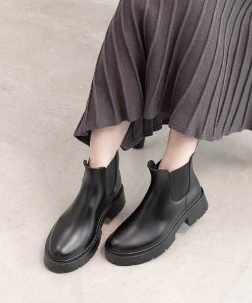 ボリュームソールサイドゴアレインブーツ