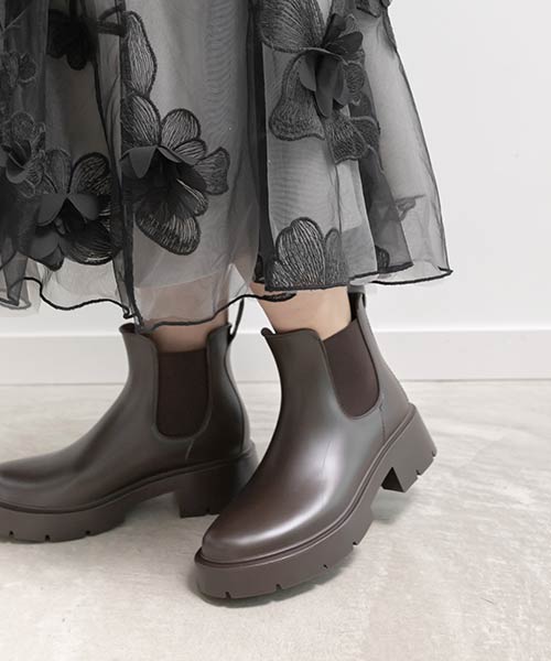 ボリュームソールサイドゴアレインブーツ