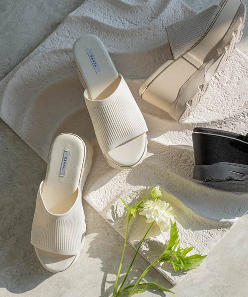 【SALE】【SUSTAINABLE】ニットミュールウェッジサンダル