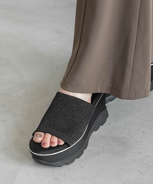 【SALE】【SUSTAINABLE】ニットミュールウェッジサンダル