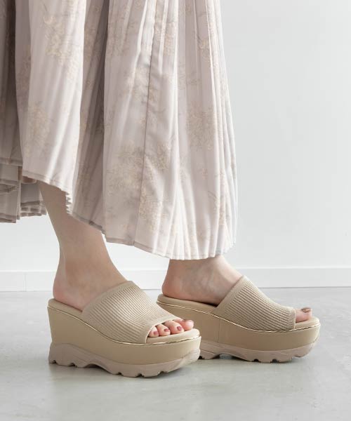 【SALE】【SUSTAINABLE】ニットミュールウェッジサンダル