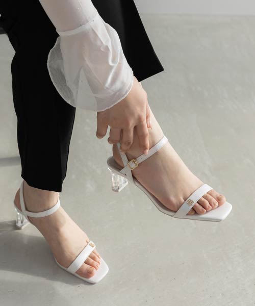 【SALE】モノグラムパーツクリアヒールサンダル