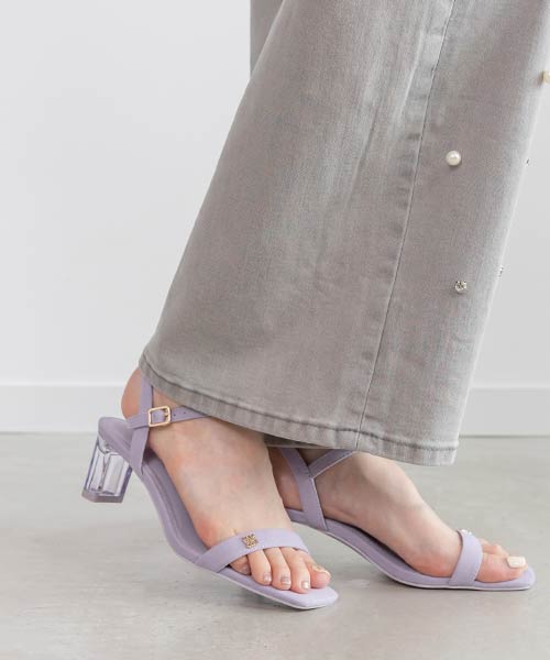 【SALE】モノグラムパーツクリアヒールサンダル