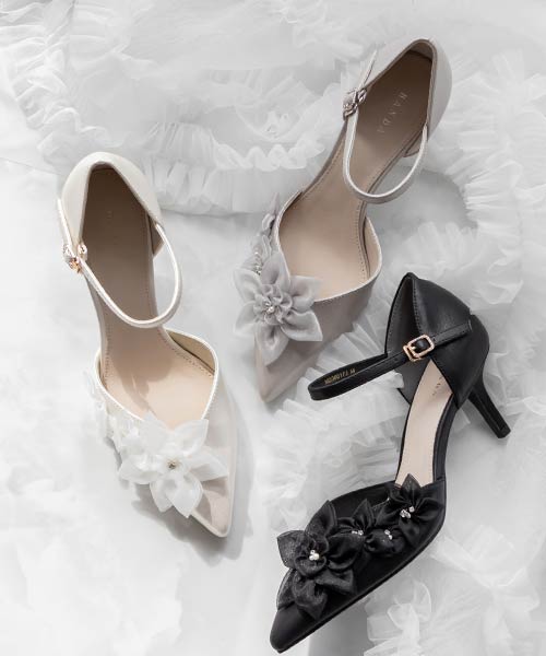 シアーフラワーセパレートパンプス