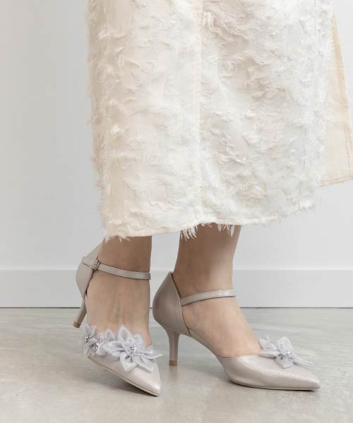 シアーフラワーセパレートパンプス