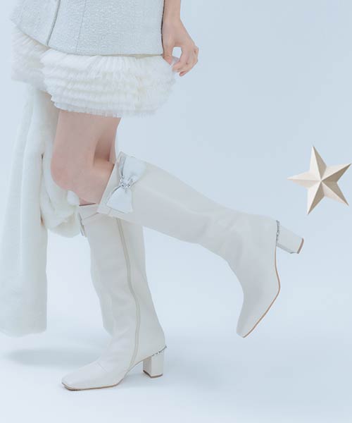 【Holiday Collection】2WAY スタームーンリボンロングブーツ