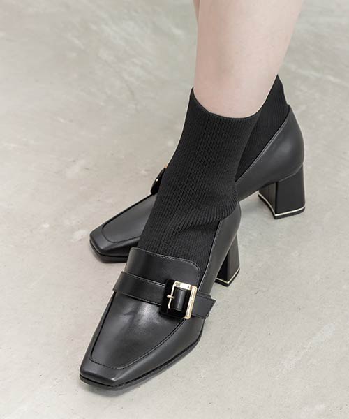 バックルベルトニットドッキングブーツ