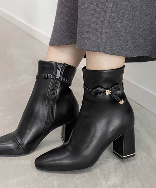 2WAY 晴雨兼用 モノグラムリボンベルトショートブーツ