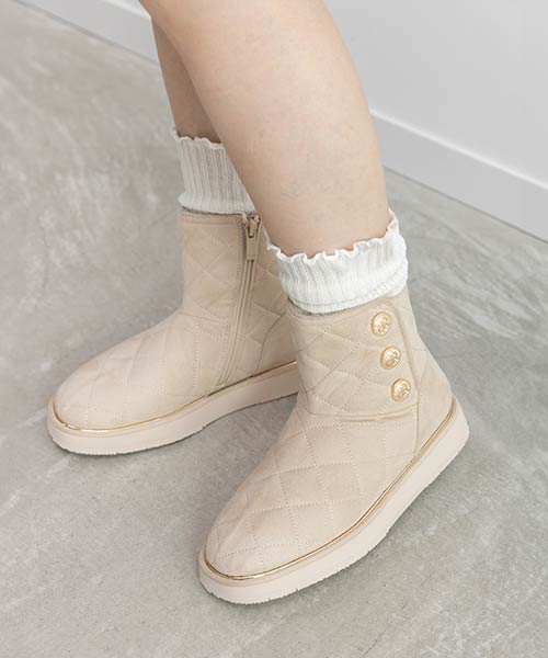 モノグラムパーツキルティングムートンブーツ