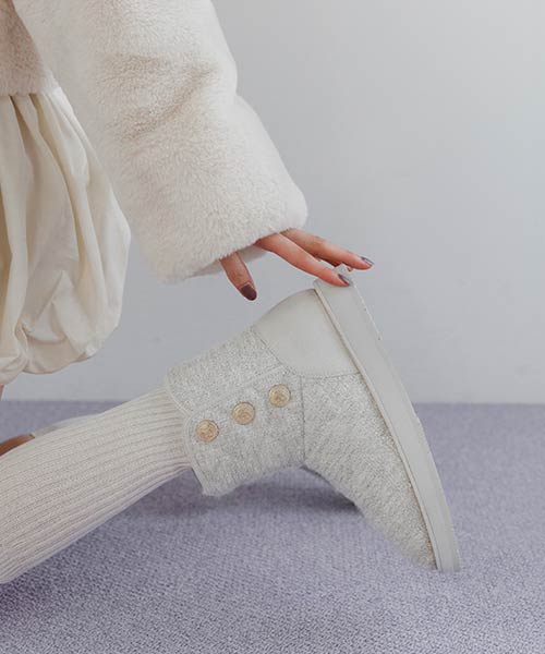 モノグラムパーツキルティングムートンブーツ