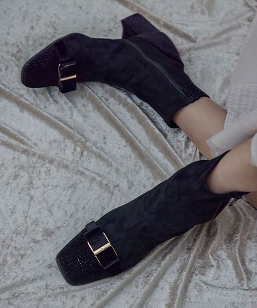 ストレッチリボンパーツショートブーツ