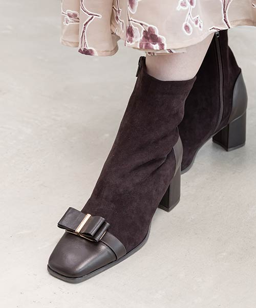ストレッチリボンパーツショートブーツ
