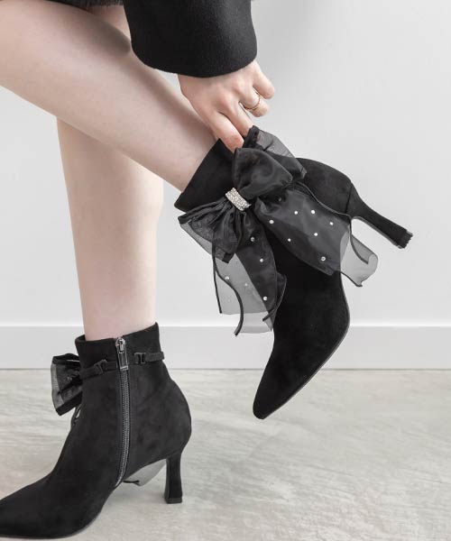 2WAY シアーリボンショートブーツ
