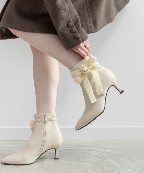 【Holiday Collection】2WAYビジューベロアリボンショートブーツ