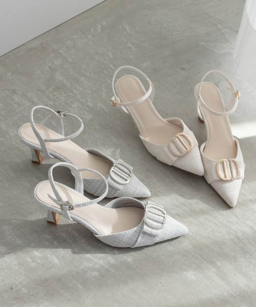 新色/ビジューパーツストラップパンプス