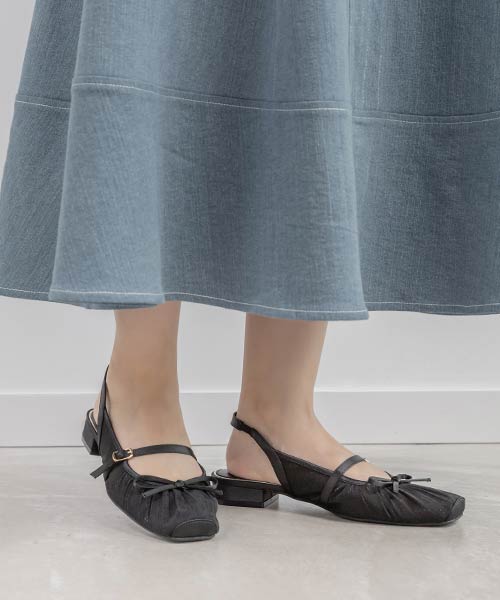 【26SS】シアーギャザーバックストラップパンプス