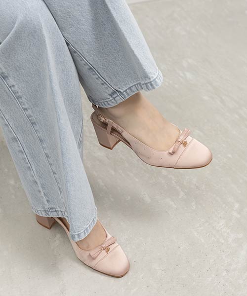 【26SS】ミニリボンバックストラップパンプス