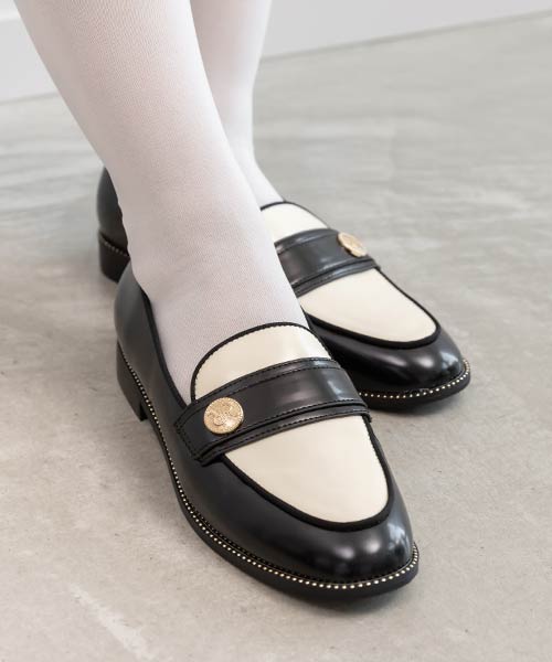 晴雨兼用 モノグラムパーツローファーシューズ