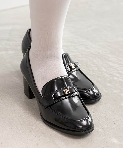 ミニリボンヒールアップローファー