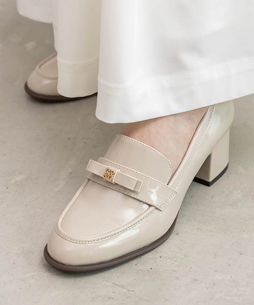 ミニリボンヒールアップローファー