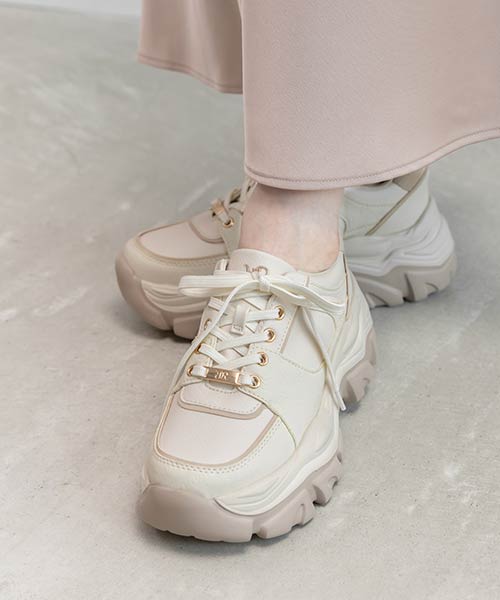 2WAY モノグラムプレートボリュームソールスニーカー