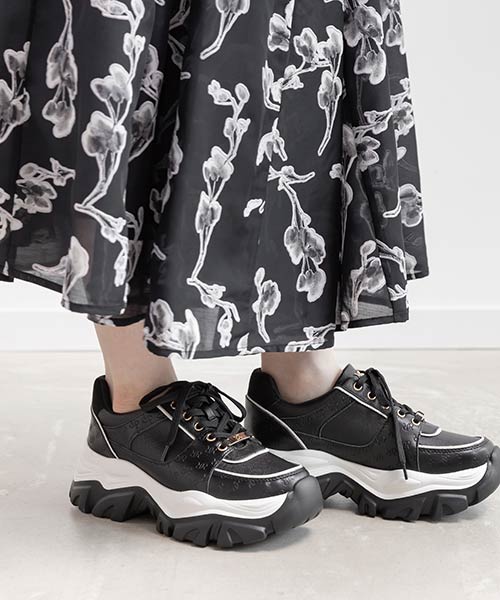 2WAY モノグラムプレートボリュームソールスニーカー