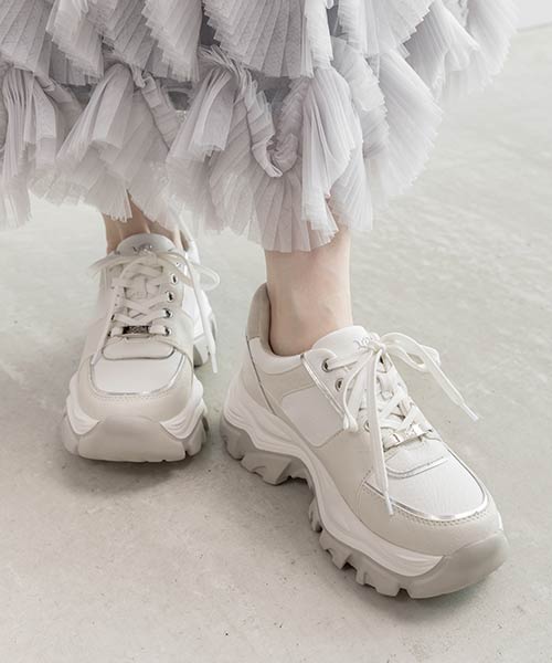 2WAY モノグラムプレートボリュームソールスニーカー