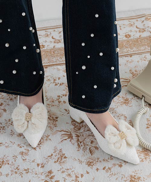 2WAY ファーリボンパーツパンプス