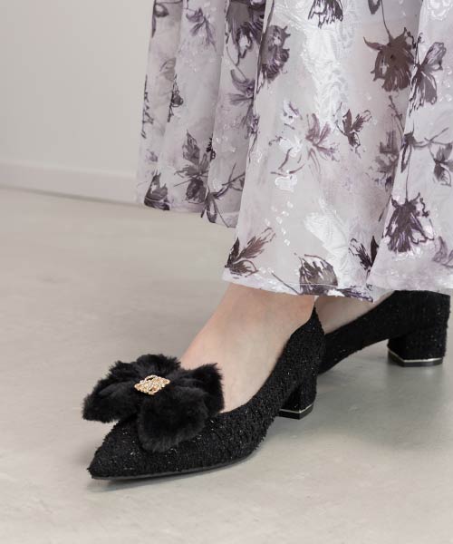 2WAY ファーリボンパーツパンプス