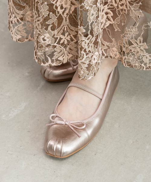 ギャザーデザインバレエシューズ