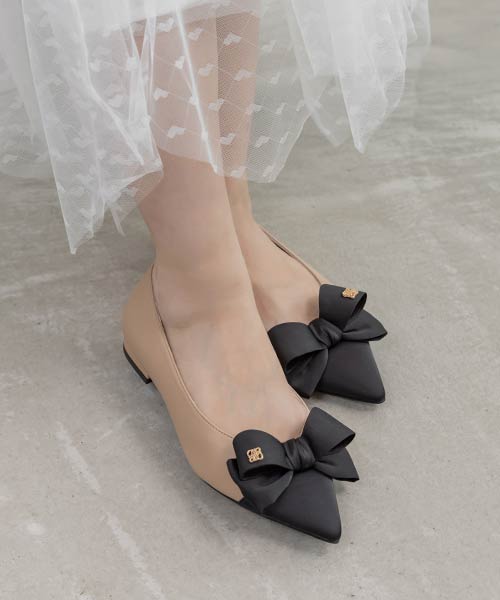 【26SS】クラシカルリボンフラットパンプス