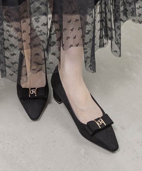 【26SS】2WAY ビジューモノグラムリボンパンプス