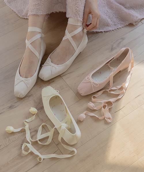 2WAY チューリップレースアップバレエシューズ