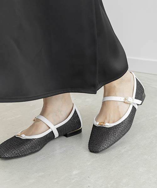 メッシュメリージェーンフラットパンプス