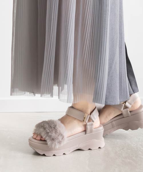 【SALE】2WAY ファーベルトスポーツサンダル