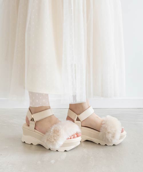 【SALE】2WAY ファーベルトスポーツサンダル