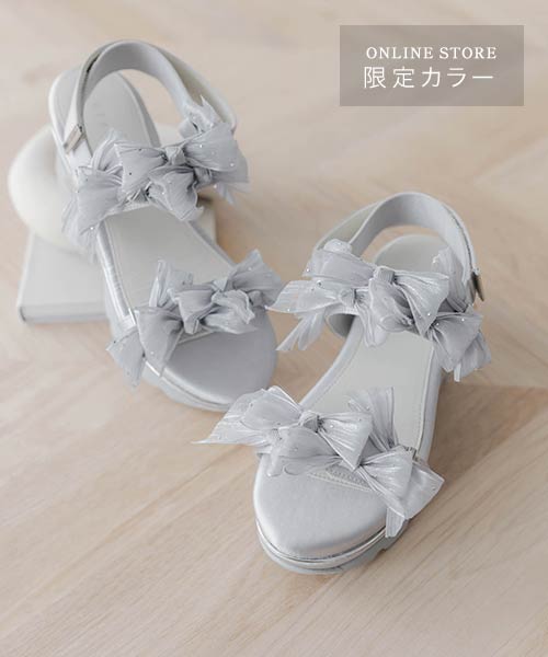 新色/【WEB限定カラーあり】ミニリボン厚底スポ―ツサンダル